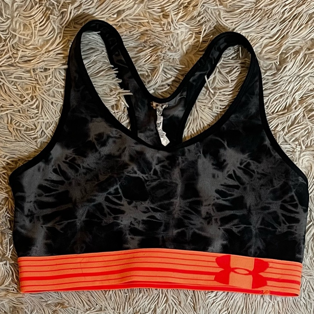 UnderArmour Women's Black and Orange Sports Bra
